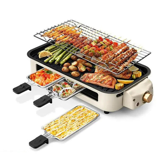 1800W 2-in-1 Indoor Smokeless Electric Grill & Pan, Non-Stick Removable Plate