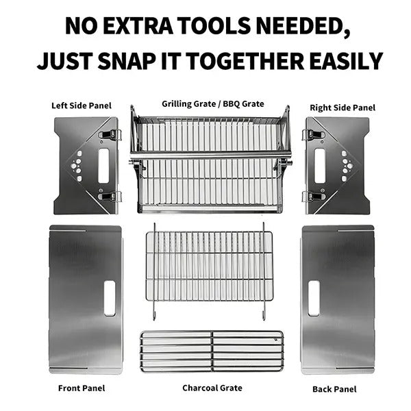 360° Rotatable Flip BBQ Grill Foldable Stainless Steel Portable Camping Outdoor Grill