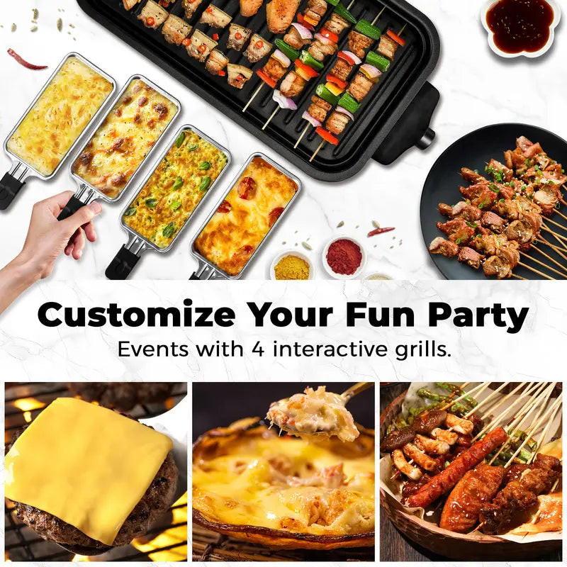 1800W 2-in-1 Indoor Smokeless Electric Grill & Pan, Non-Stick Removable Plate