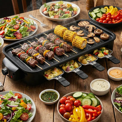 1800W 2-in-1 Indoor Smokeless Electric Grill & Pan, Non-Stick Removable Plate